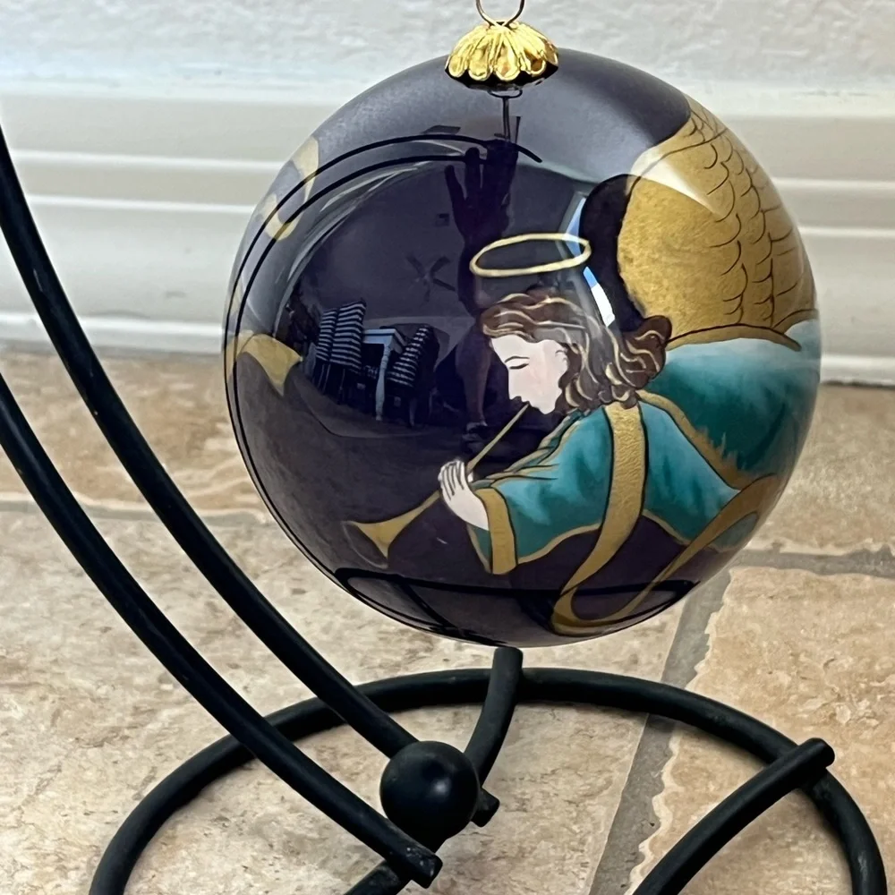 Pier 1 Li Bien Hand Painted Glass Ornament Holiday Christmas Angel Vintage 1999